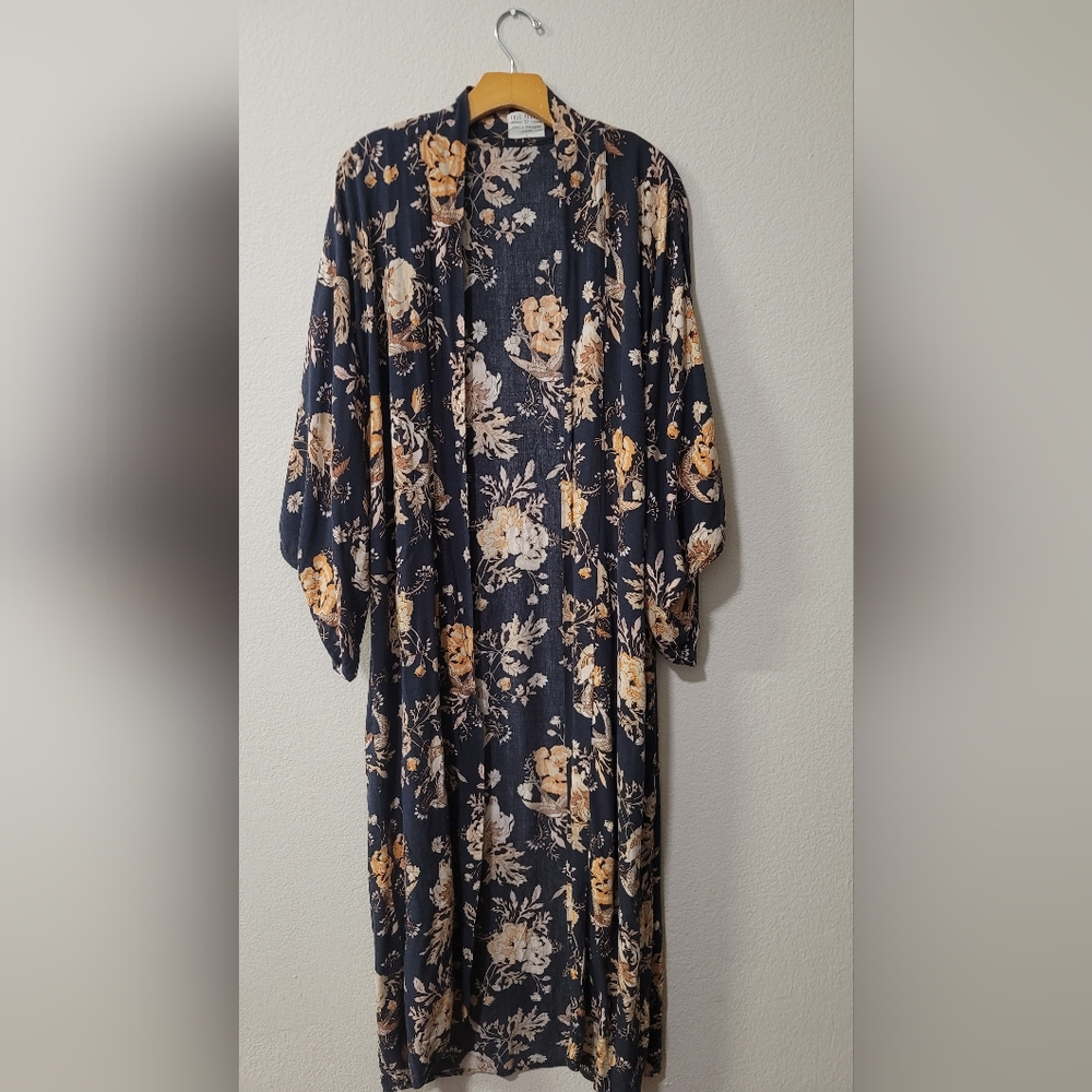 Spell & The Gypsy x Free People Jane Maxi Robe Kimono OS Bird Print Floral - Picture 4 of 12